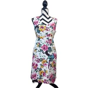 NWT Joules Floral Bird Print Sz 8 Sleeveless A-Line Dress